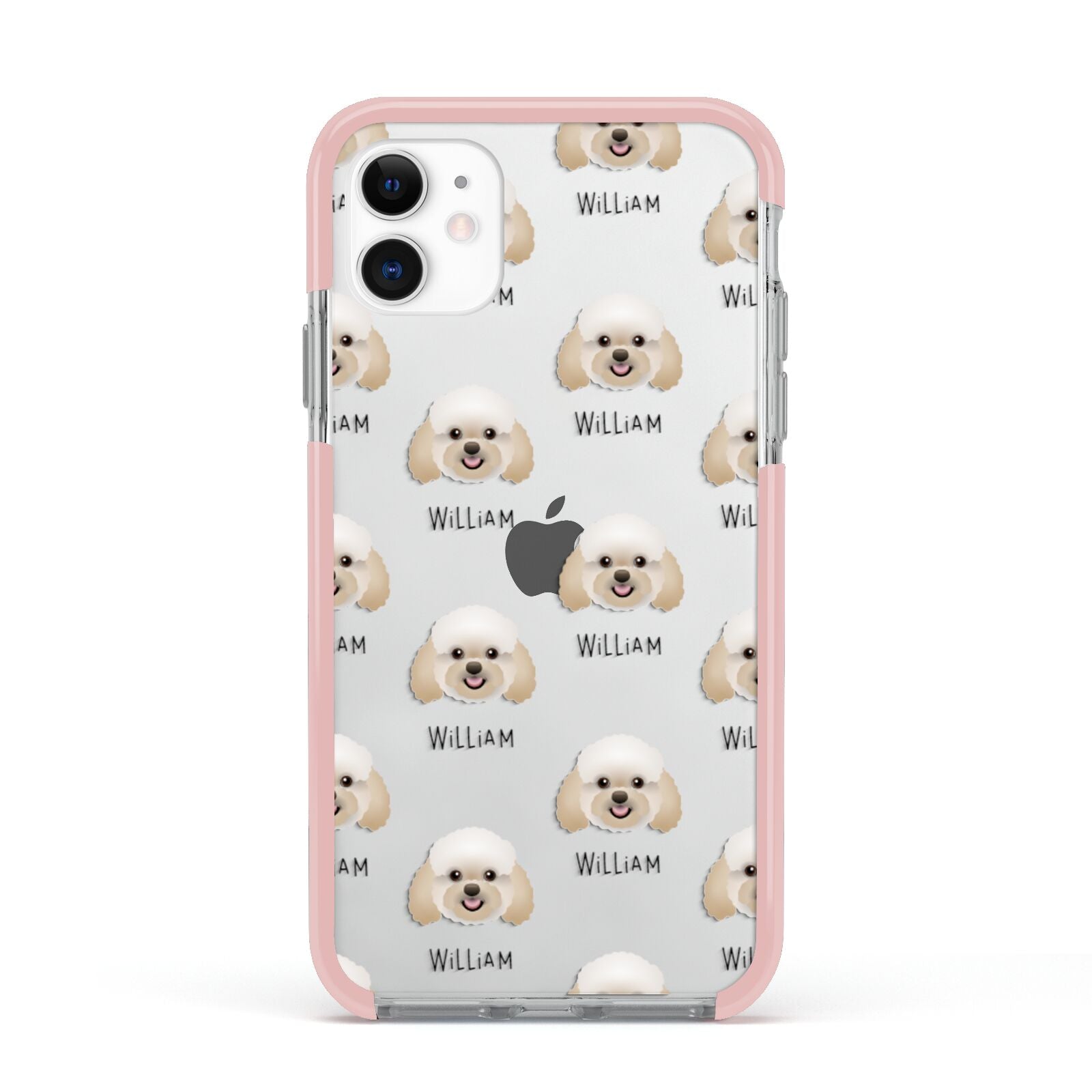 Bich poo Icon with Name Apple iPhone 11 in White with Pink Impact Case