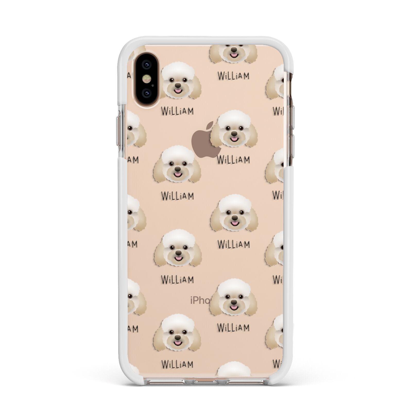 Bich poo Icon with Name Apple iPhone Xs Max Impact Case White Edge on Gold Phone