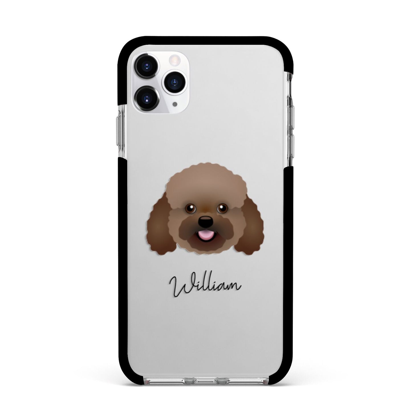 Bich poo Personalised Apple iPhone 11 Pro Max in Silver with Black Impact Case