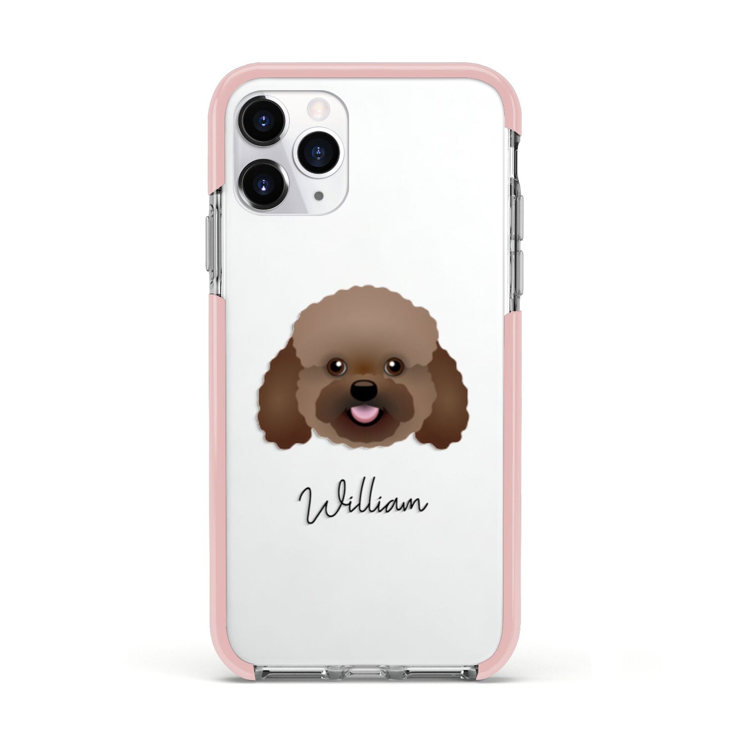 Bich poo Personalised Apple iPhone 11 Pro in Silver with Pink Impact Case