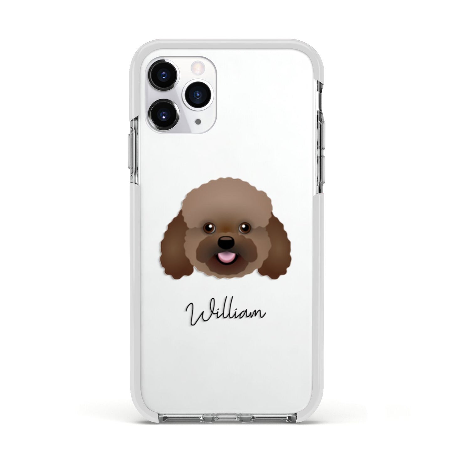 Bich poo Personalised Apple iPhone 11 Pro in Silver with White Impact Case