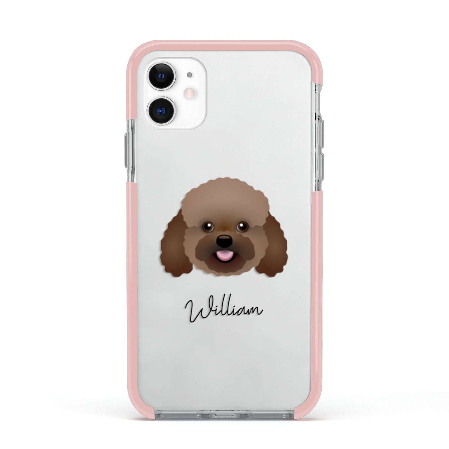 Bich poo Personalised Apple iPhone 11 in White with Pink Impact Case