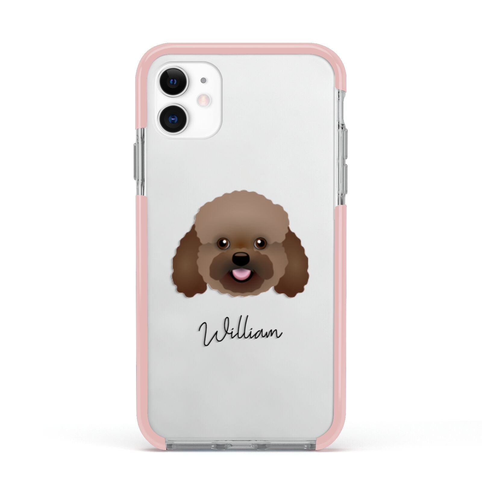 Bich poo Personalised Apple iPhone 11 in White with Pink Impact Case