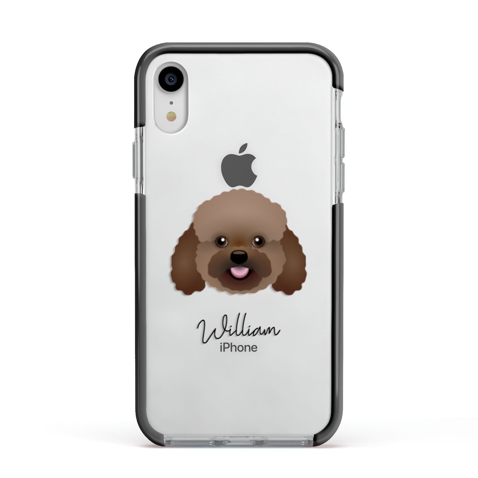 Bich poo Personalised Apple iPhone XR Impact Case Black Edge on Silver Phone