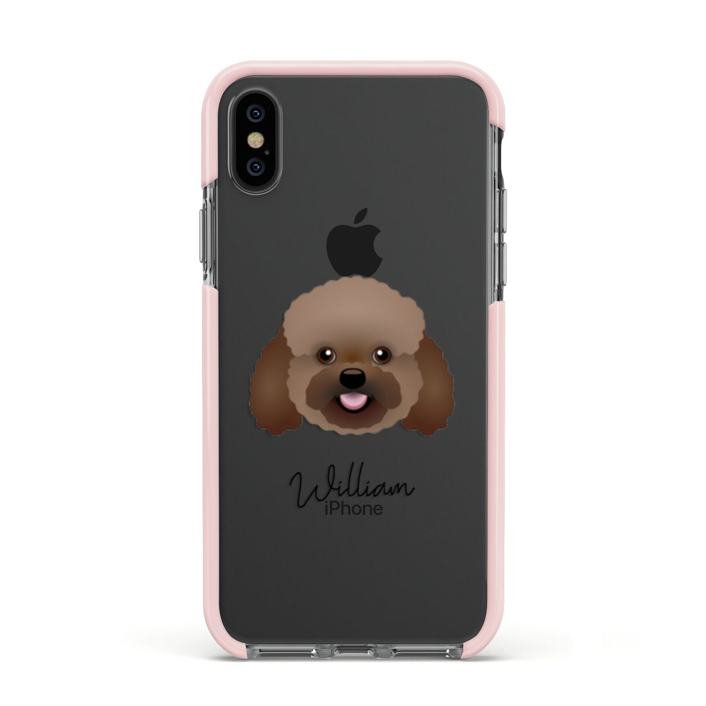 Bich poo Personalised Apple iPhone Xs Impact Case Pink Edge on Black Phone