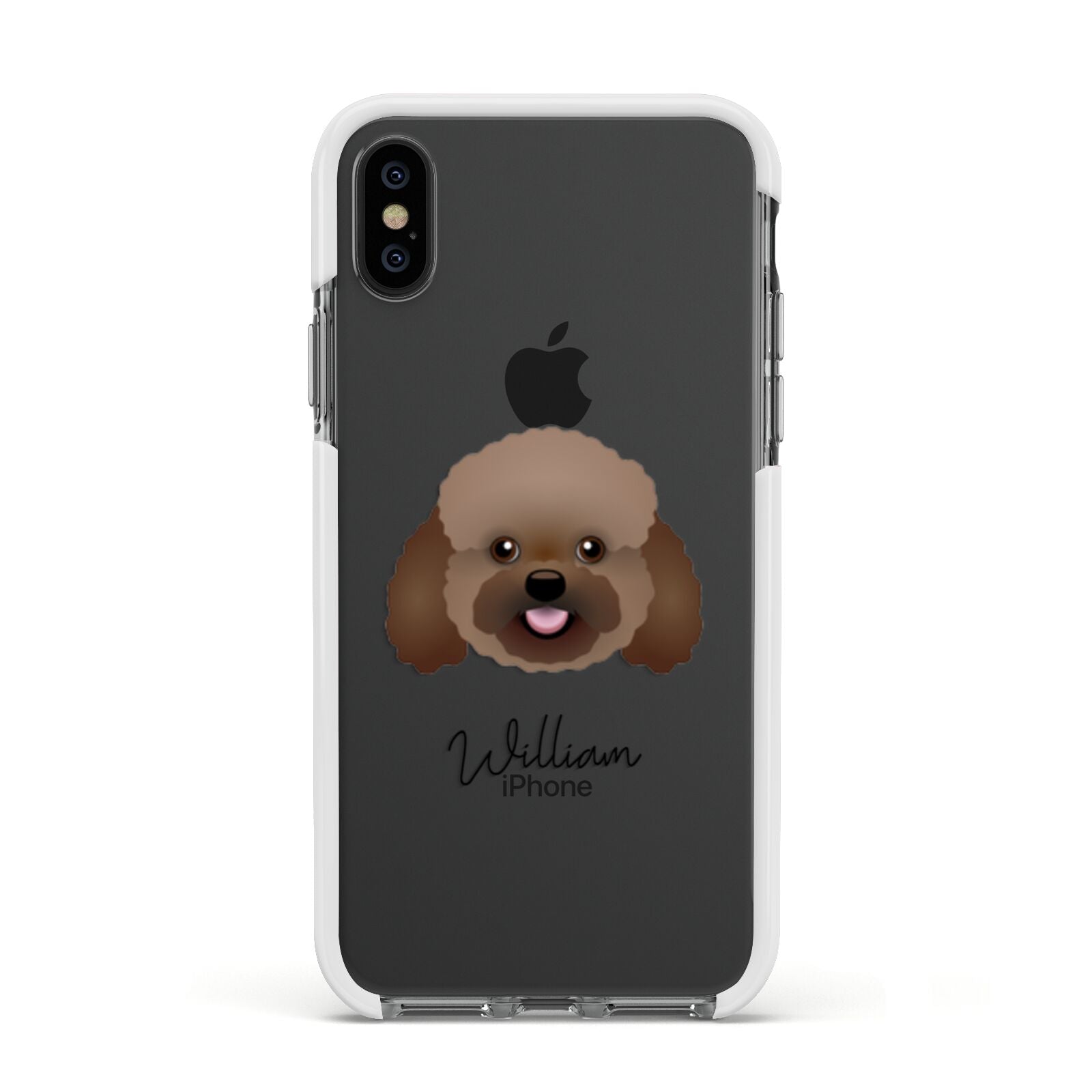 Bich poo Personalised Apple iPhone Xs Impact Case White Edge on Black Phone