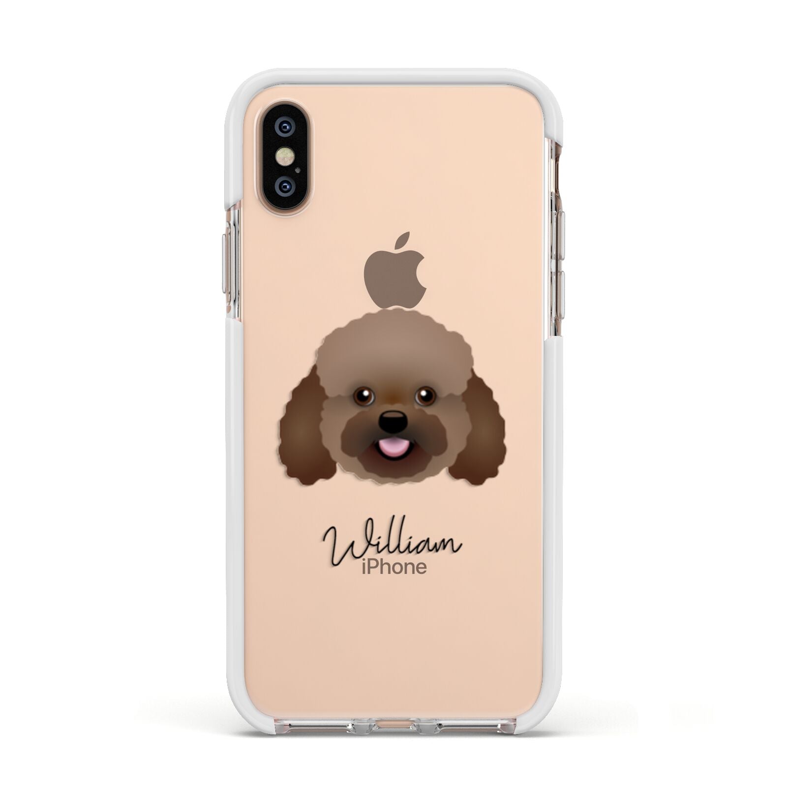 Bich poo Personalised Apple iPhone Xs Impact Case White Edge on Gold Phone