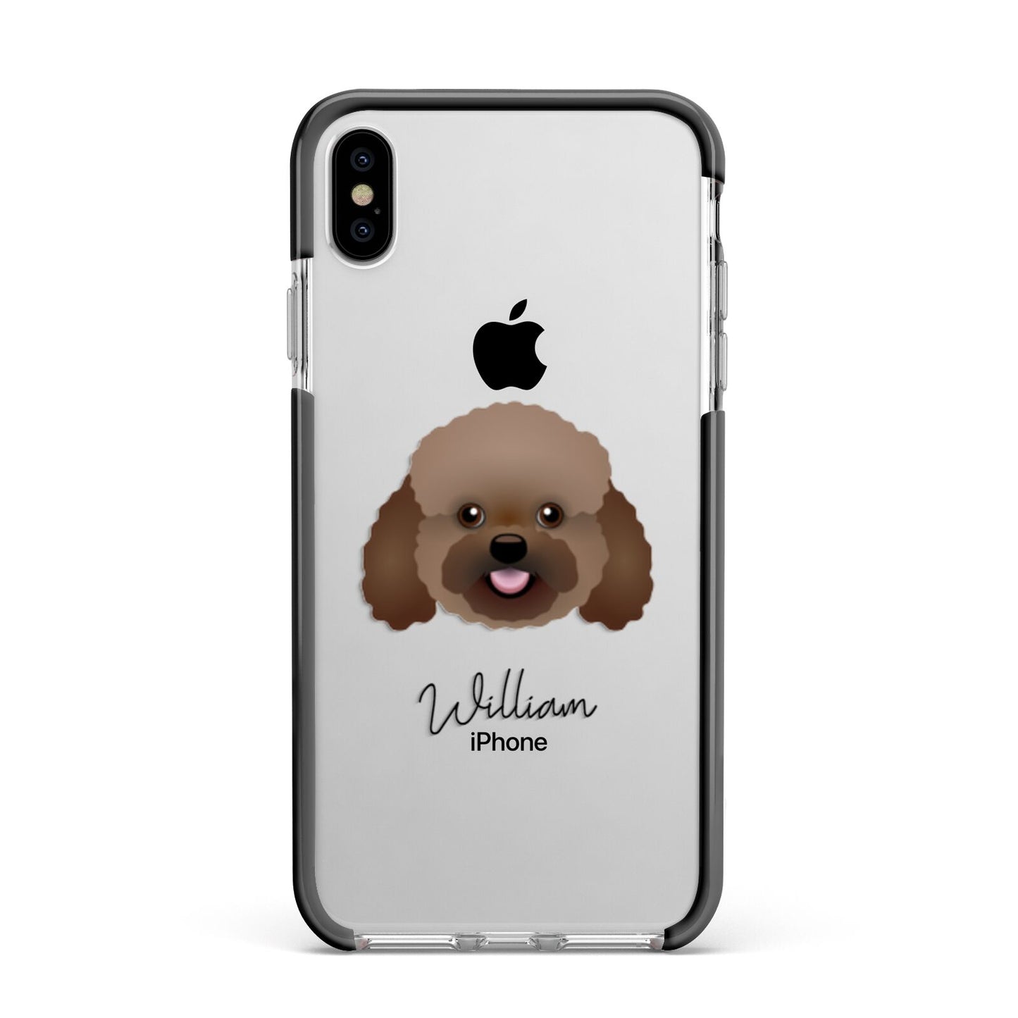 Bich poo Personalised Apple iPhone Xs Max Impact Case Black Edge on Silver Phone
