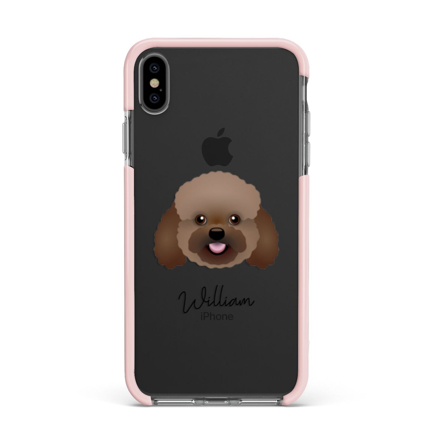 Bich poo Personalised Apple iPhone Xs Max Impact Case Pink Edge on Black Phone