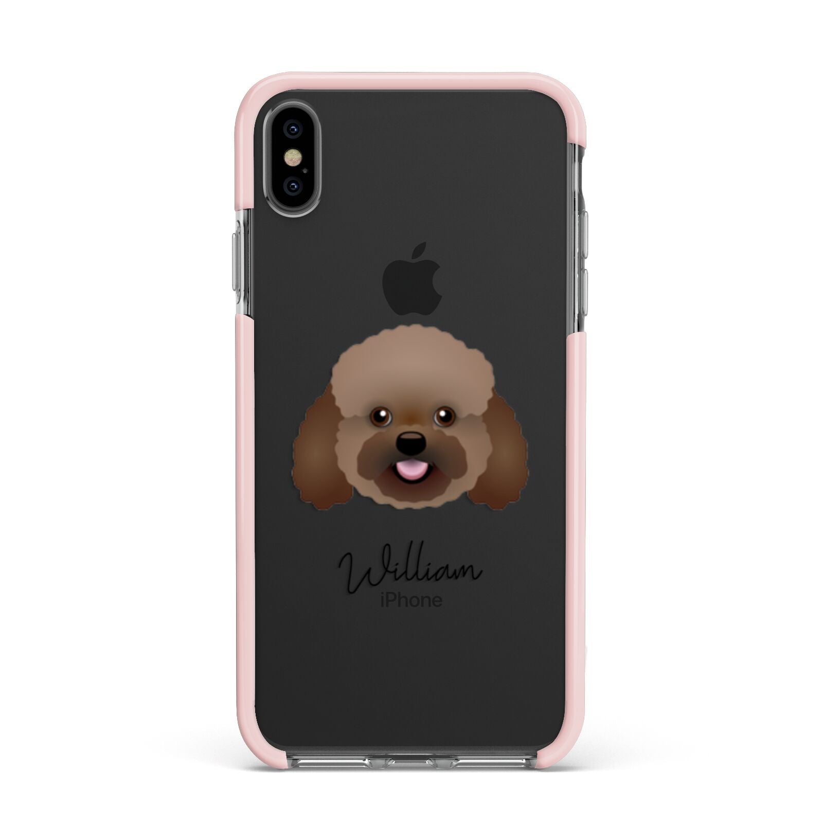 Bich poo Personalised Apple iPhone Xs Max Impact Case Pink Edge on Black Phone