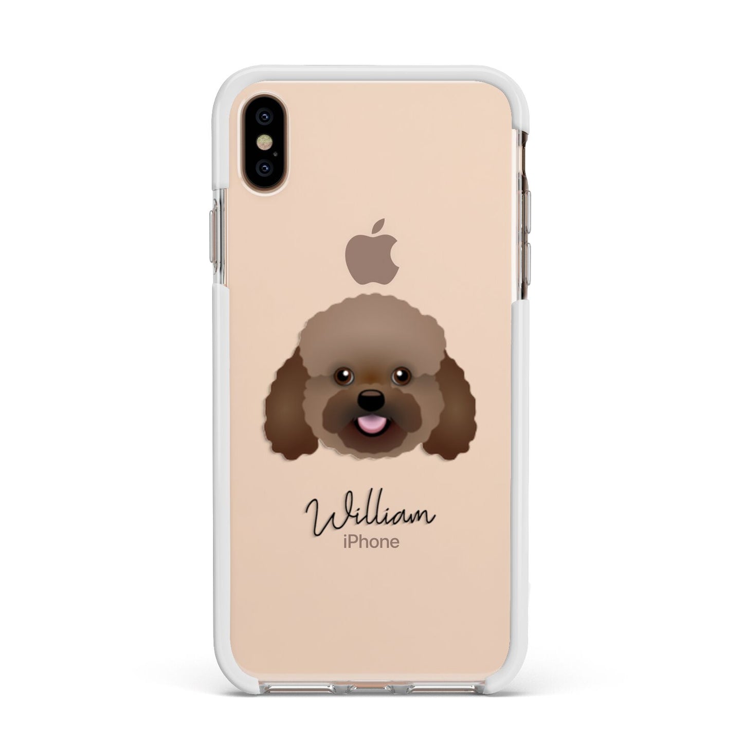 Bich poo Personalised Apple iPhone Xs Max Impact Case White Edge on Gold Phone