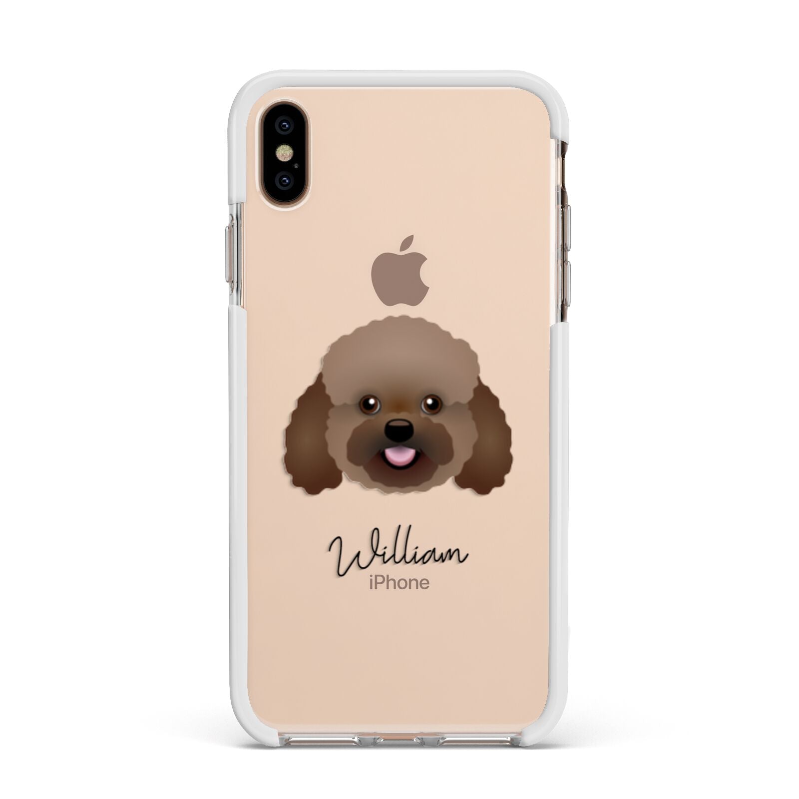 Bich poo Personalised Apple iPhone Xs Max Impact Case White Edge on Gold Phone