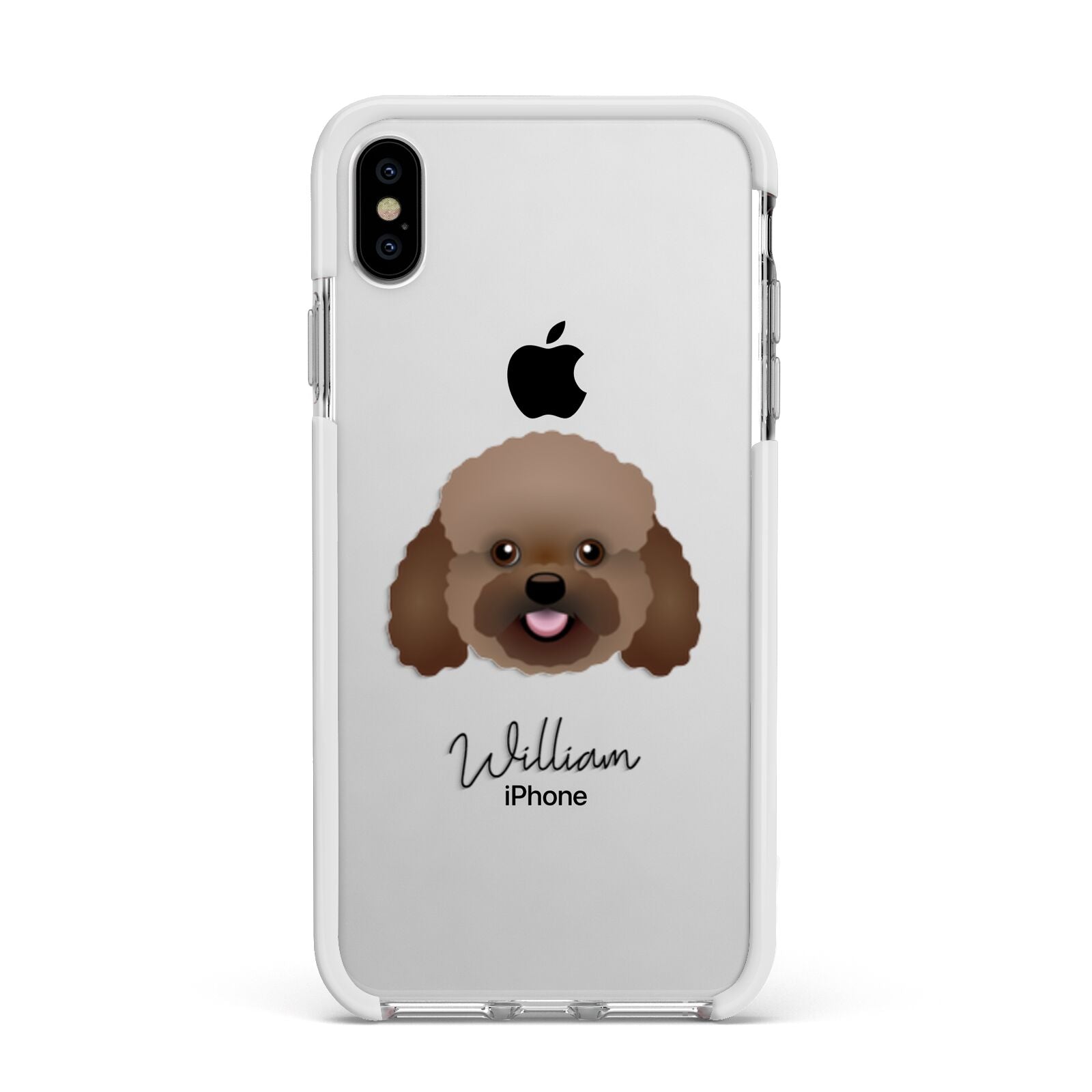 Bich poo Personalised Apple iPhone Xs Max Impact Case White Edge on Silver Phone