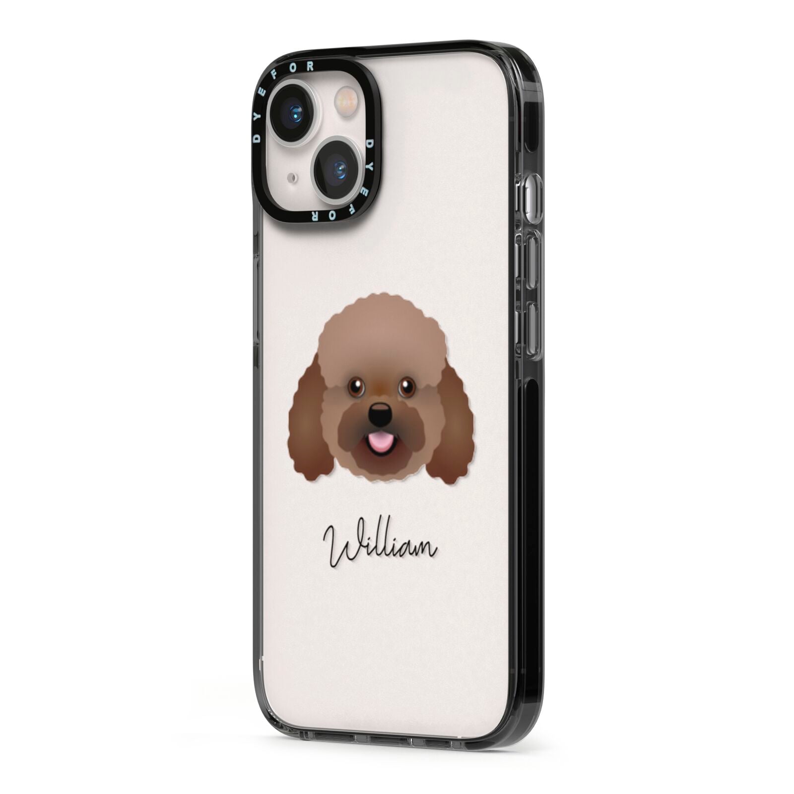 Bich poo Personalised iPhone 13 Black Impact Case Side Angle on Silver phone