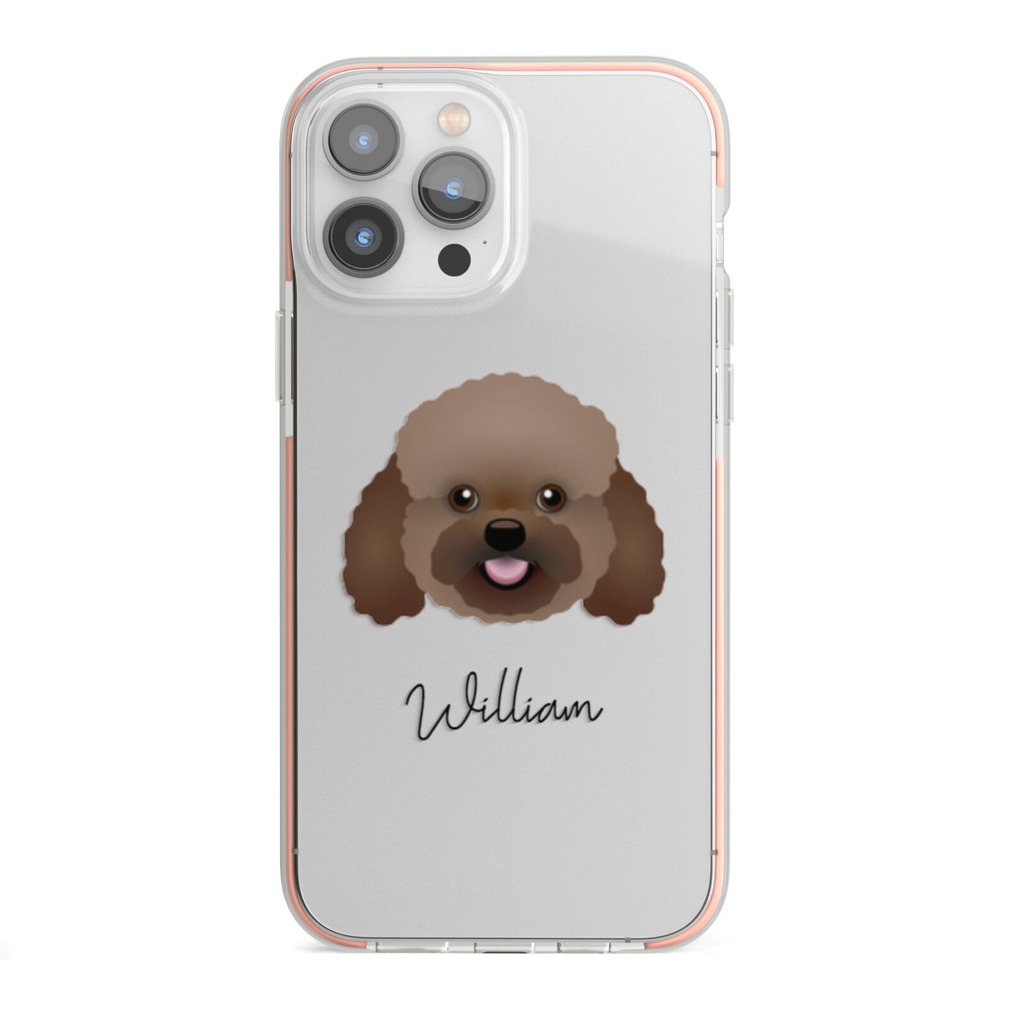 Bich poo Personalised iPhone 13 Pro Max TPU Impact Case with Pink Edges