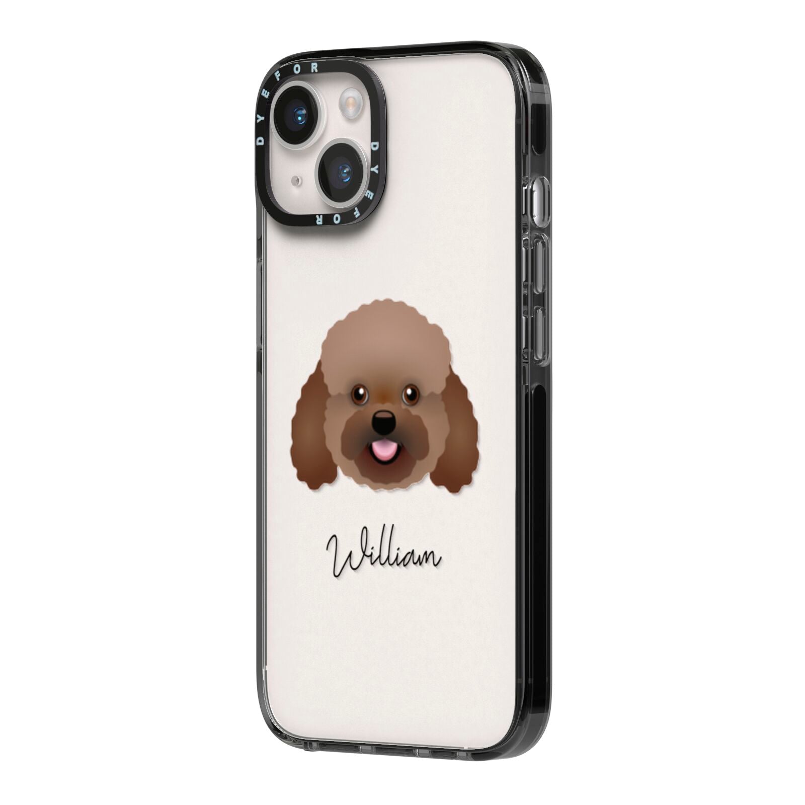 Bich poo Personalised iPhone 14 Black Impact Case Side Angle on Silver phone