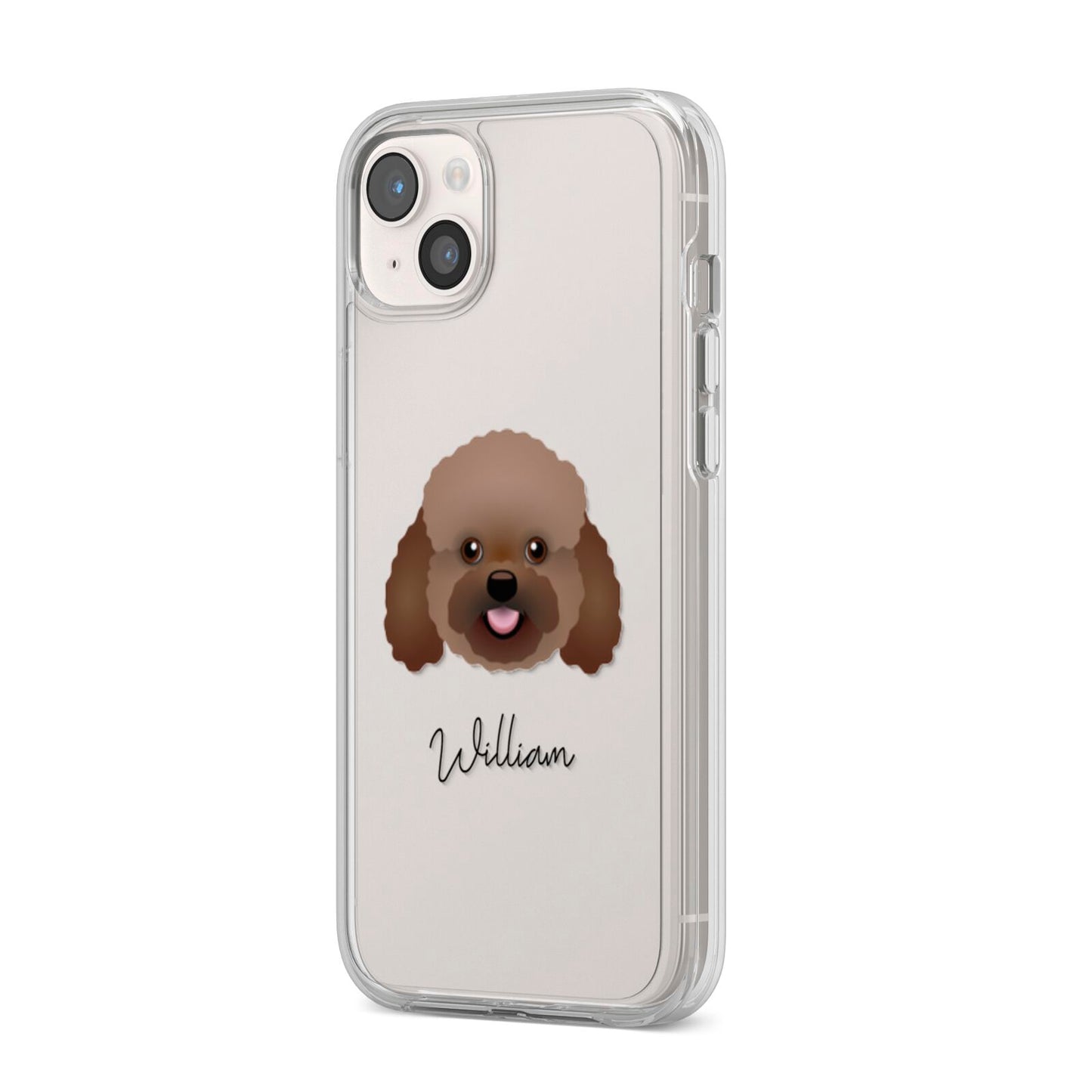 Bich poo Personalised iPhone 14 Plus Clear Tough Case Starlight Angled Image