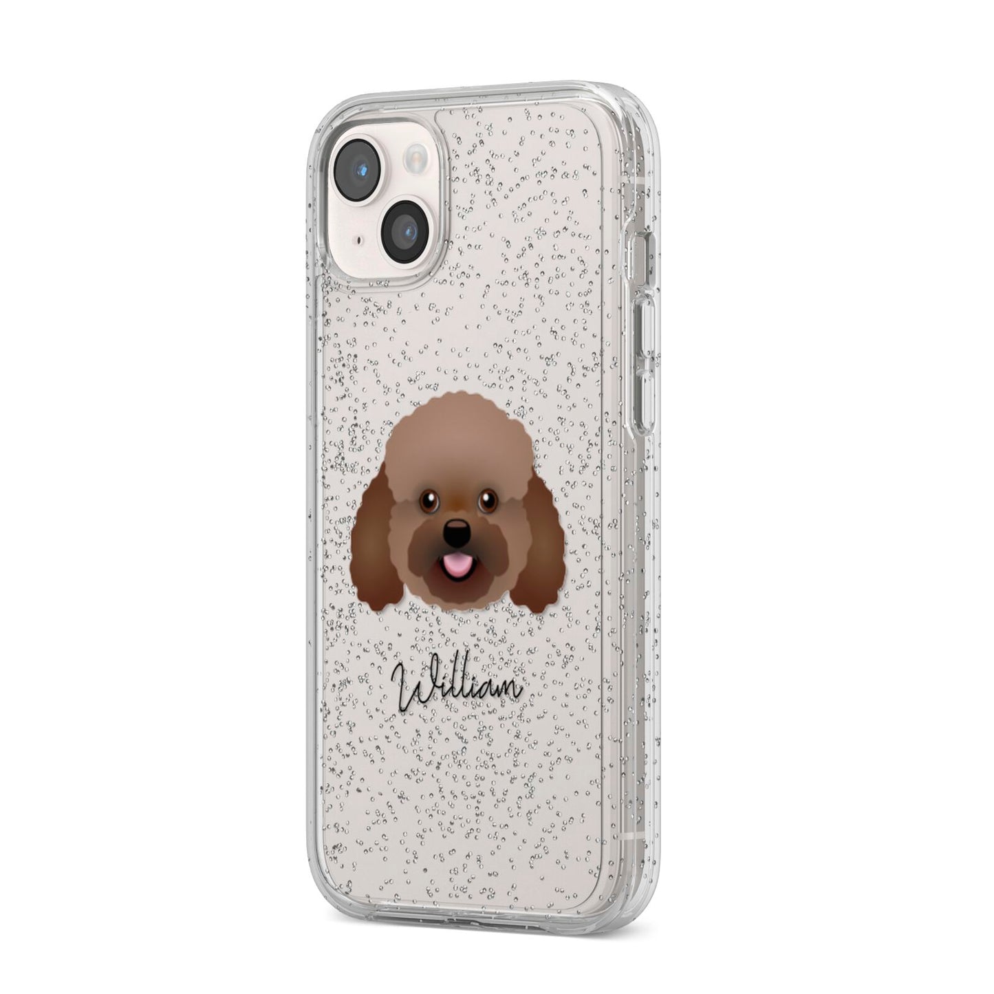 Bich poo Personalised iPhone 14 Plus Glitter Tough Case Starlight Angled Image