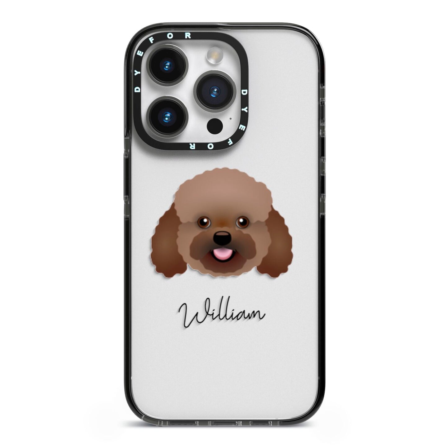 Bich poo Personalised iPhone 14 Pro Black Impact Case on Silver phone