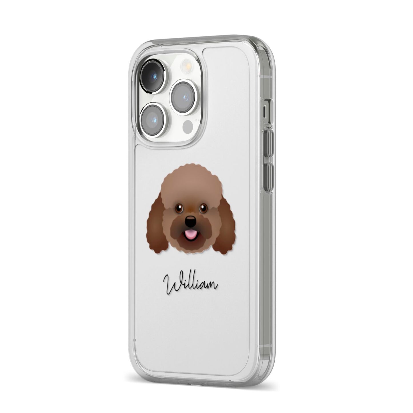 Bich poo Personalised iPhone 14 Pro Clear Tough Case Silver Angled Image