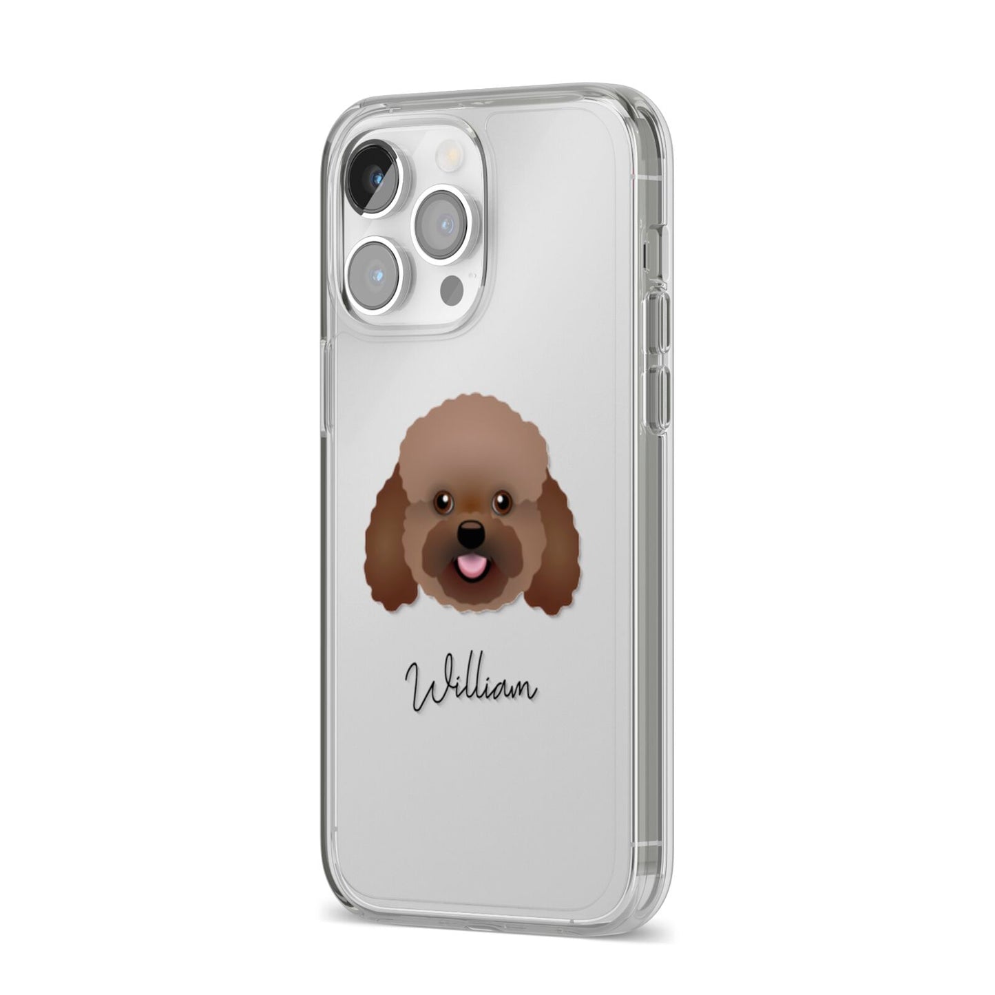 Bich poo Personalised iPhone 14 Pro Max Clear Tough Case Silver Angled Image