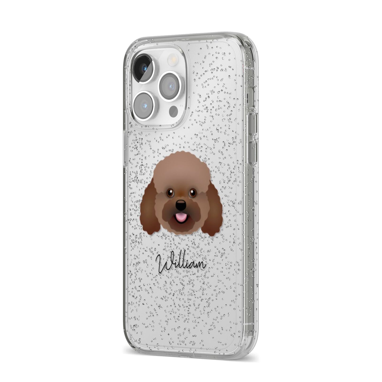 Bich poo Personalised iPhone 14 Pro Max Glitter Tough Case Silver Angled Image
