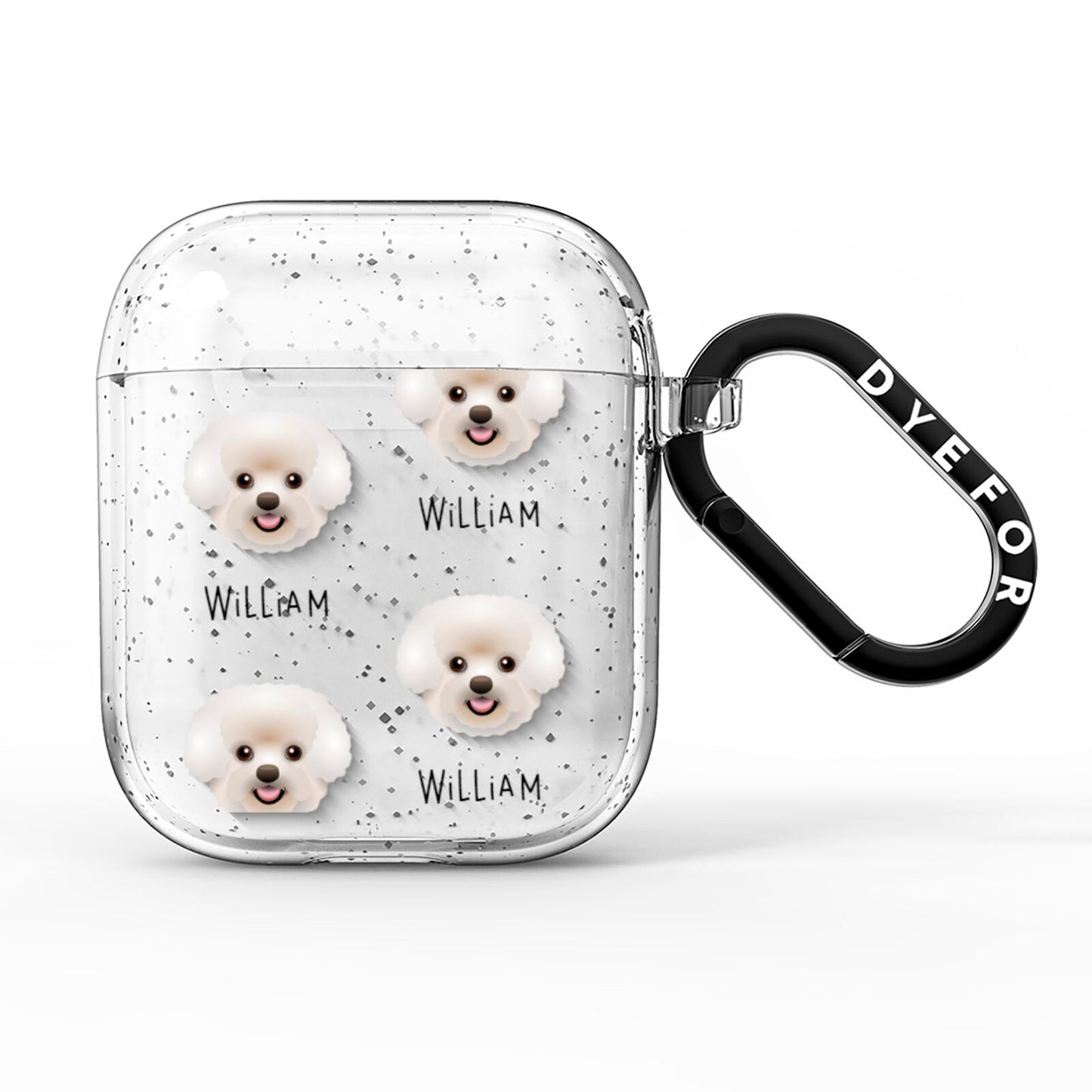 Bichon Frise Icon with Name AirPods Glitter Case