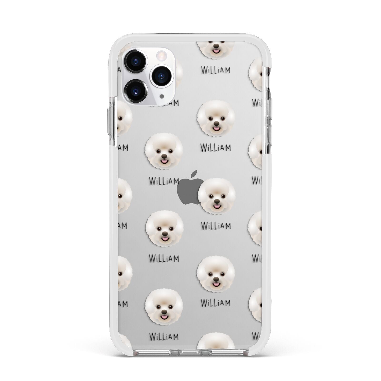 Bichon Frise Icon with Name Apple iPhone 11 Pro Max in Silver with White Impact Case