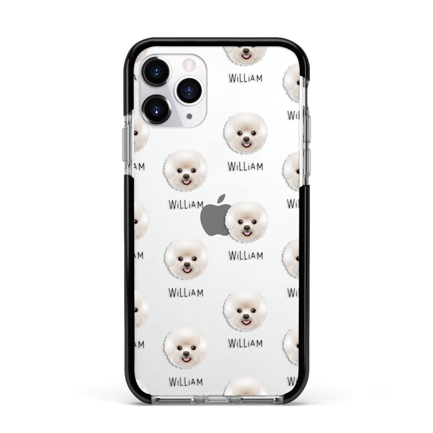 Bichon Frise Icon with Name Apple iPhone 11 Pro in Silver with Black Impact Case