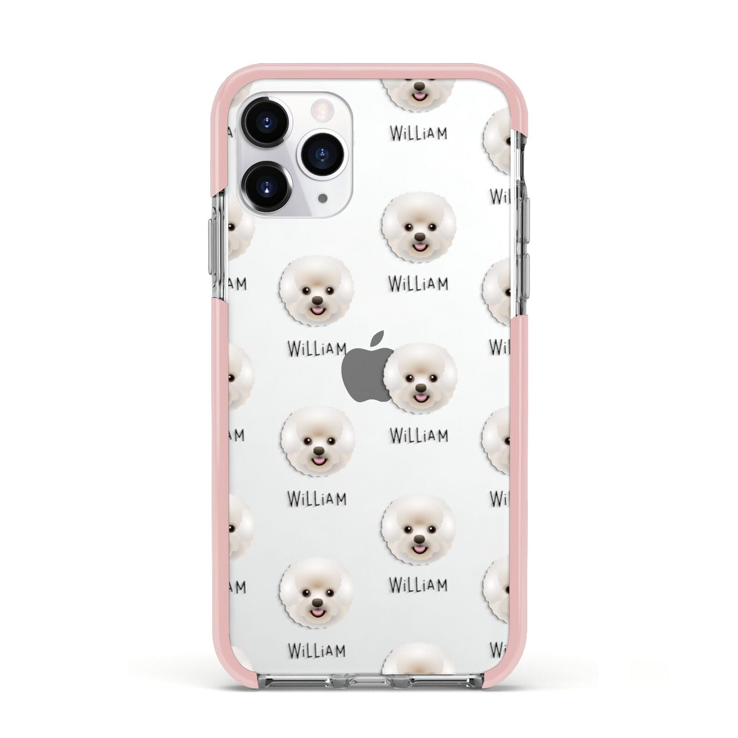 Bichon Frise Icon with Name Apple iPhone 11 Pro in Silver with Pink Impact Case