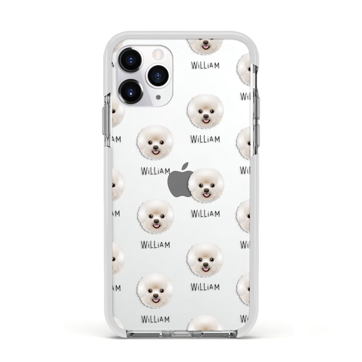 Bichon Frise Icon with Name Apple iPhone 11 Pro in Silver with White Impact Case