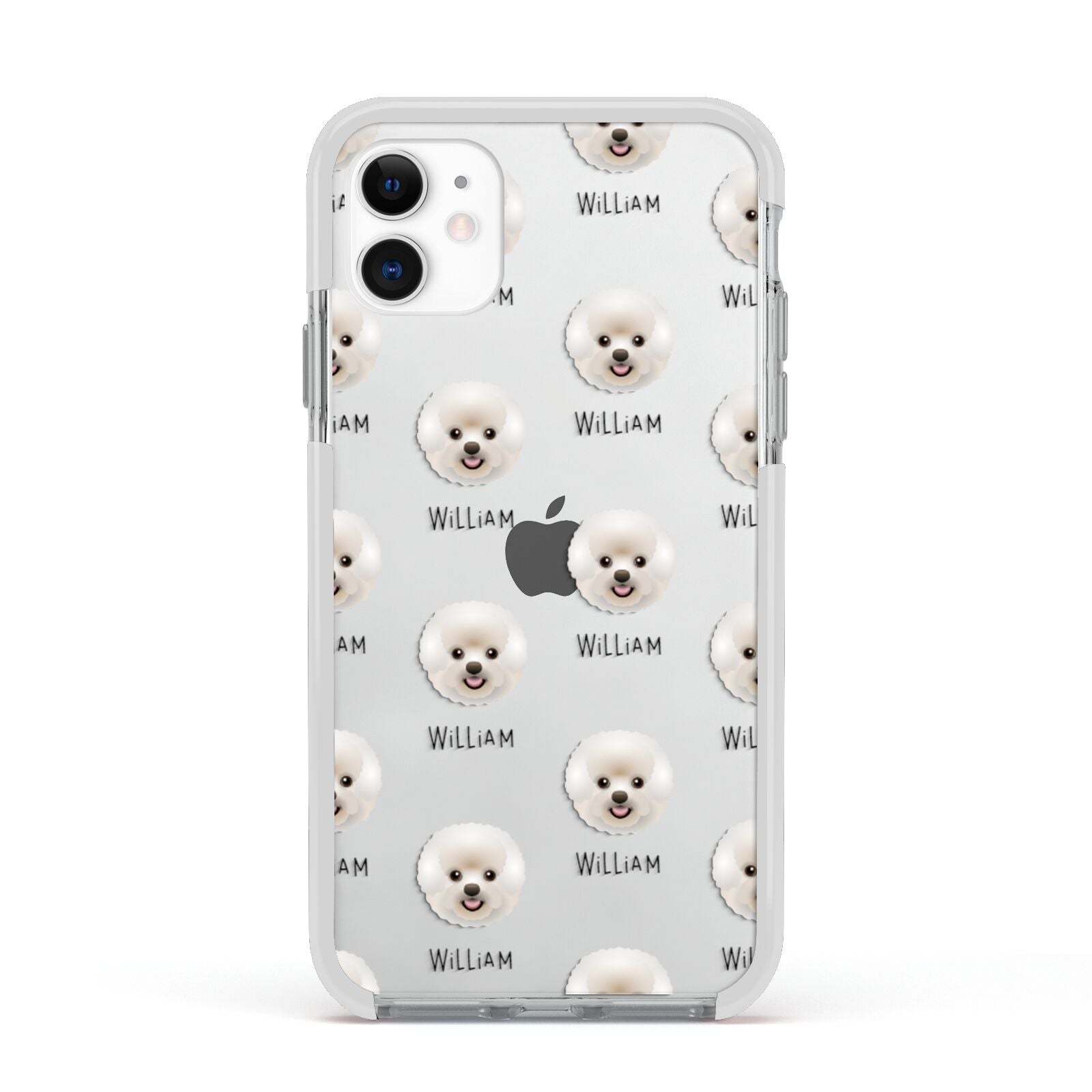 Bichon Frise Icon with Name Apple iPhone 11 in White with White Impact Case