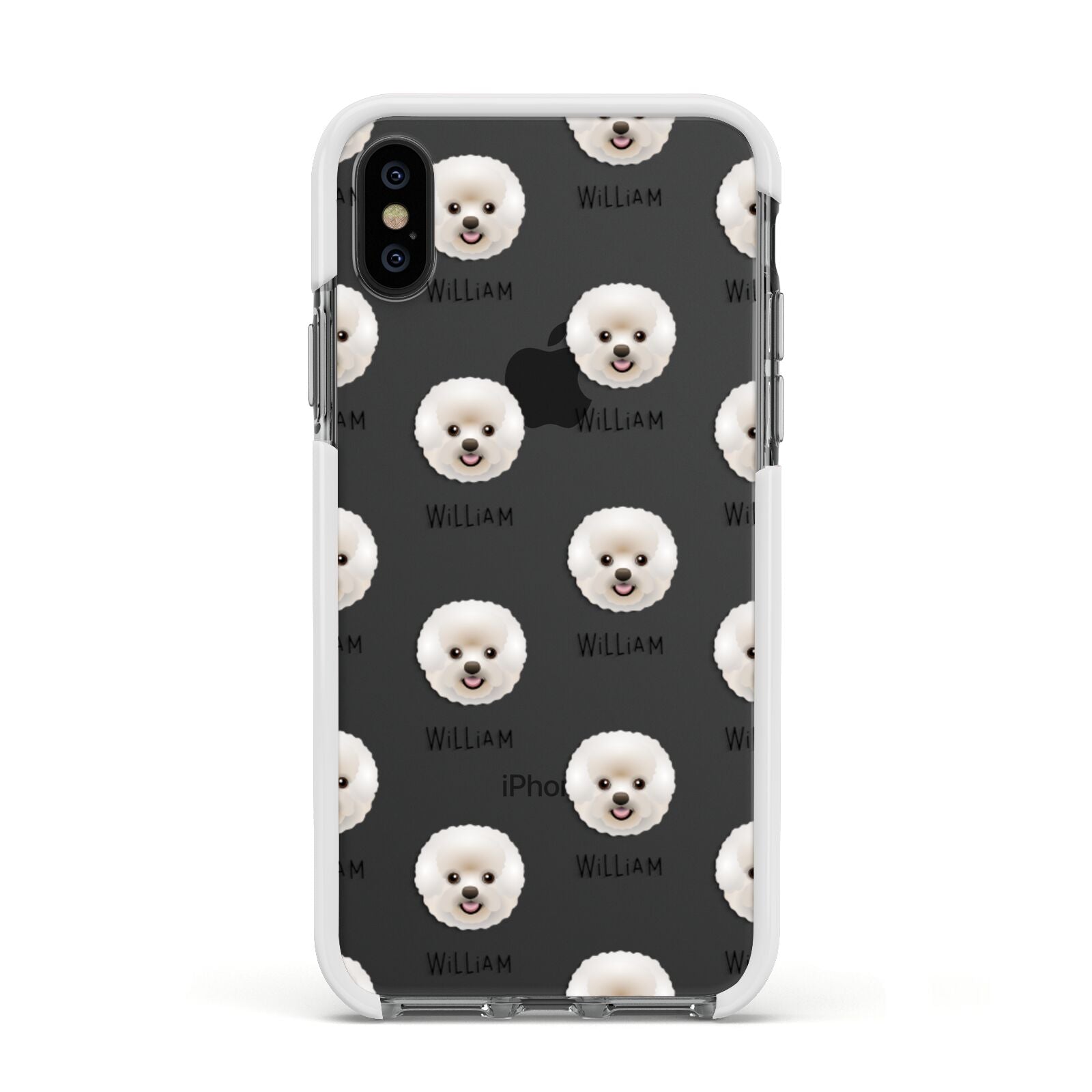 Bichon Frise Icon with Name Apple iPhone Xs Impact Case White Edge on Black Phone