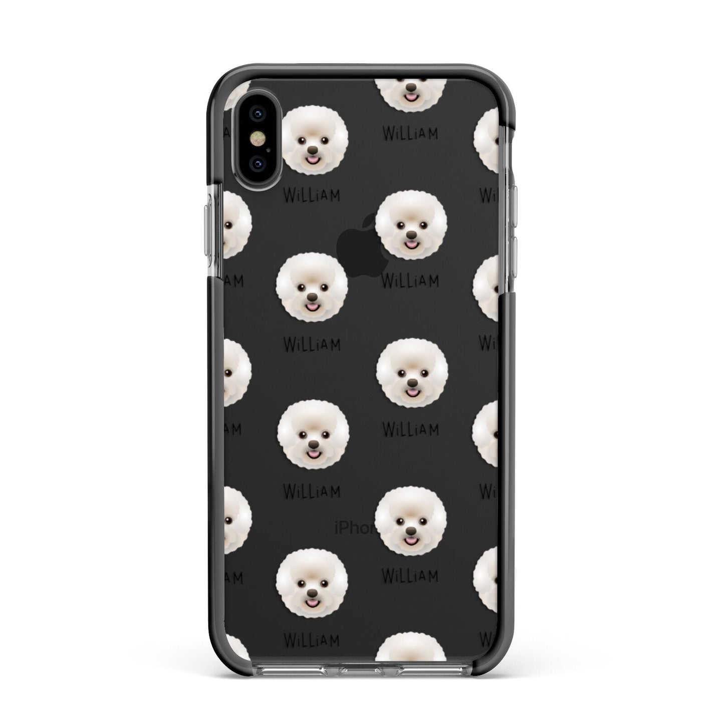 Bichon Frise Icon with Name Apple iPhone Xs Max Impact Case Black Edge on Black Phone