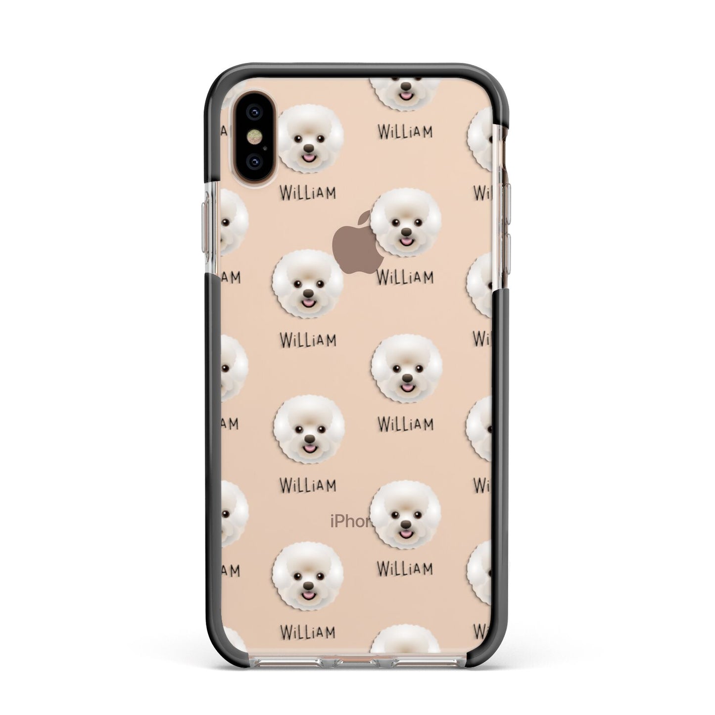 Bichon Frise Icon with Name Apple iPhone Xs Max Impact Case Black Edge on Gold Phone