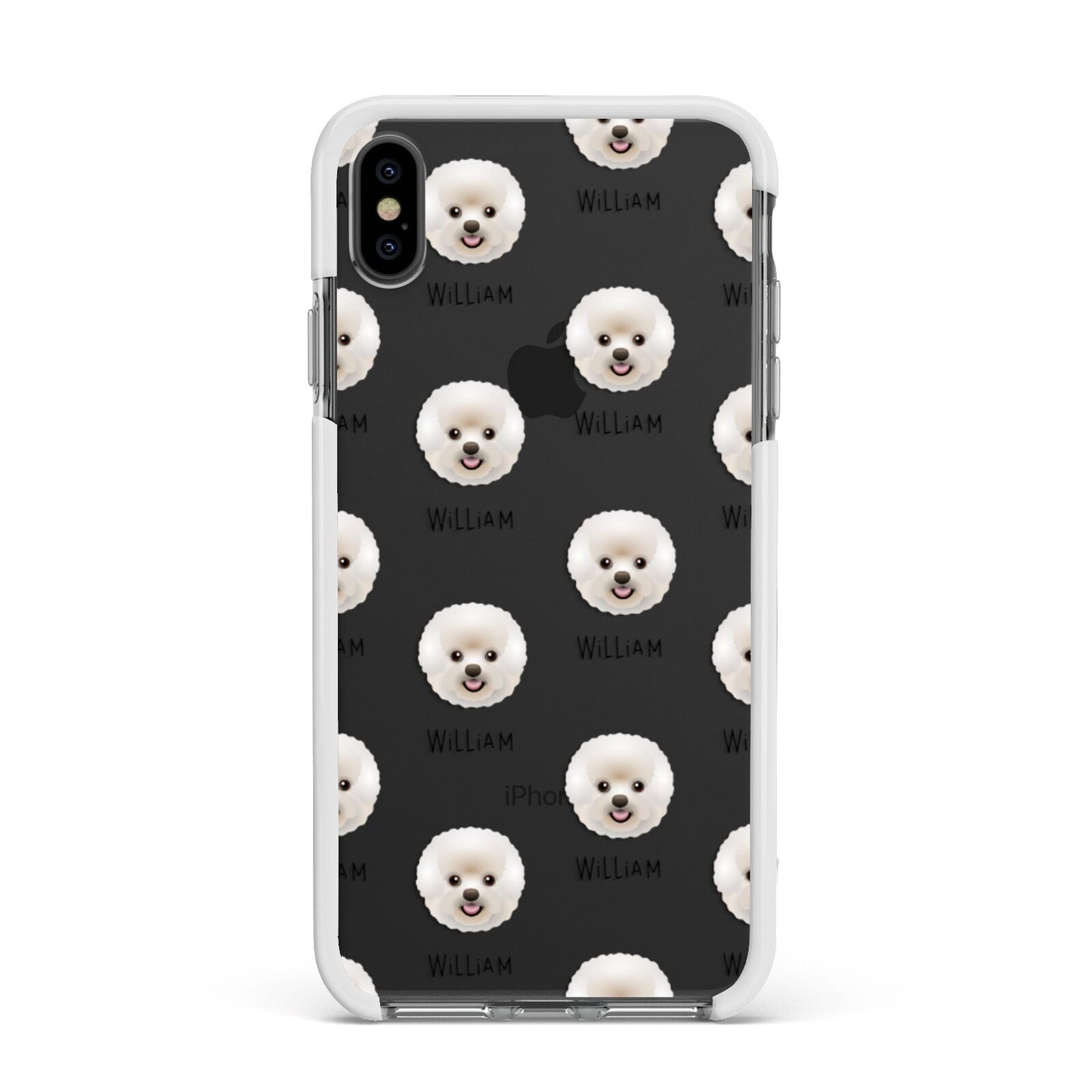 Bichon Frise Icon with Name Apple iPhone Xs Max Impact Case White Edge on Black Phone