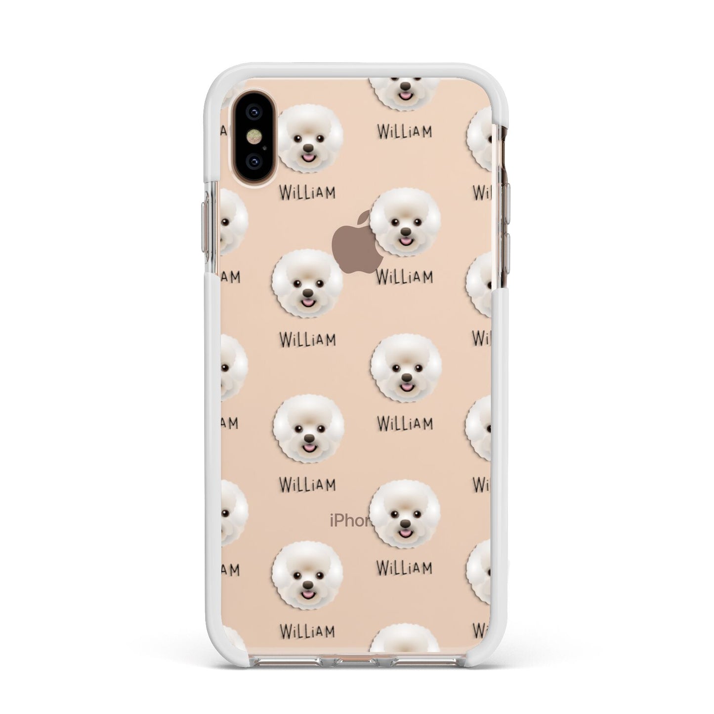 Bichon Frise Icon with Name Apple iPhone Xs Max Impact Case White Edge on Gold Phone