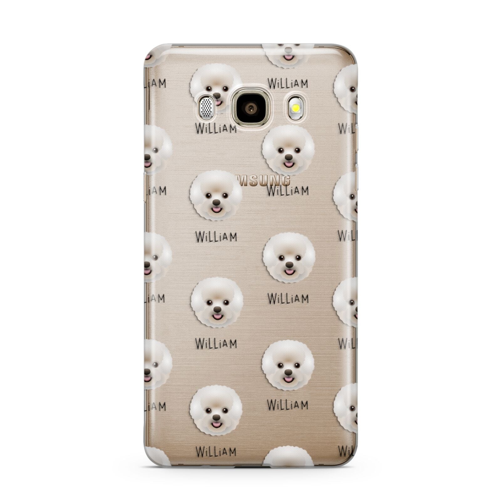 Bichon Frise Icon with Name Samsung Galaxy J7 2016 Case on gold phone