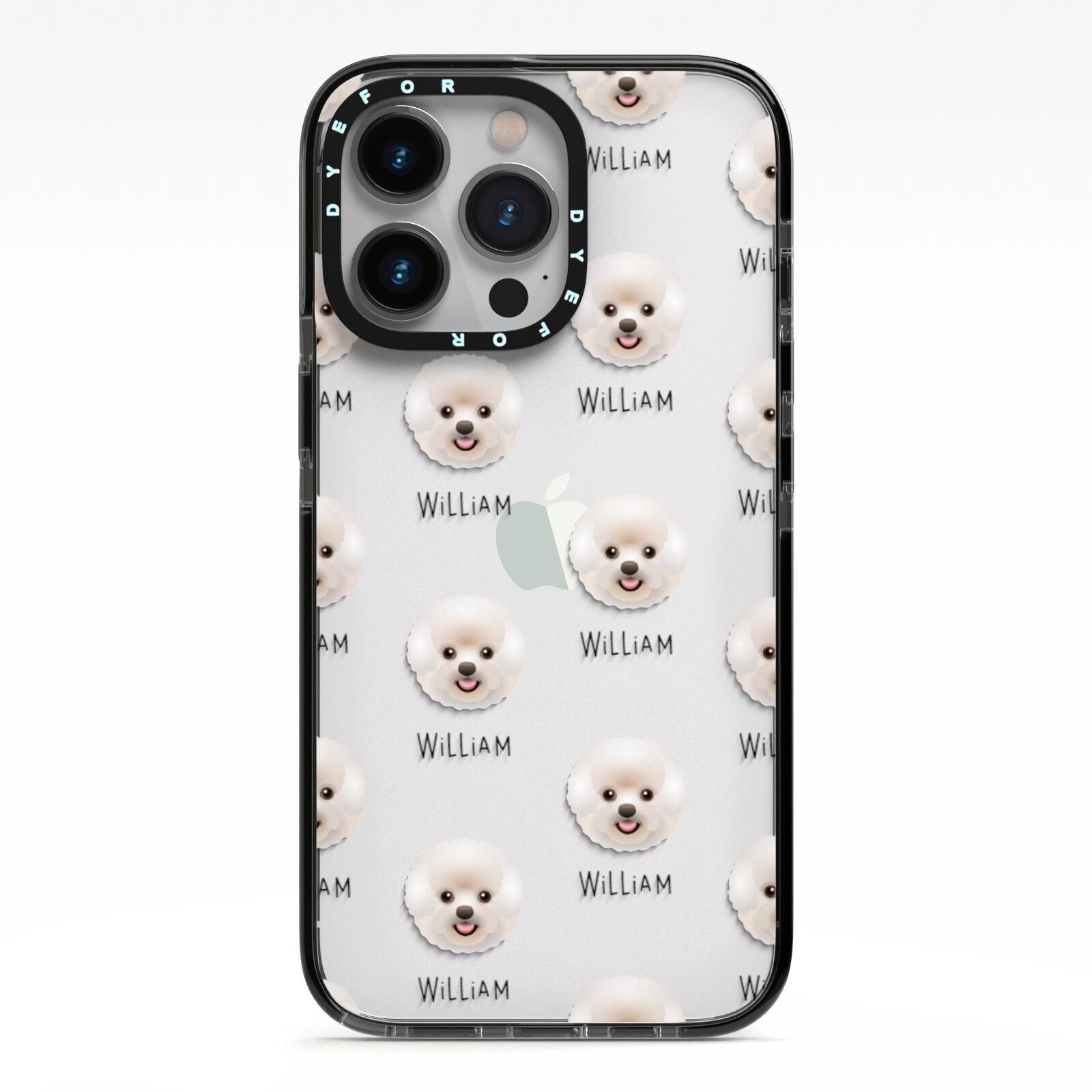 Bichon Frise Icon with Name iPhone 13 Pro Black Impact Case on Silver phone