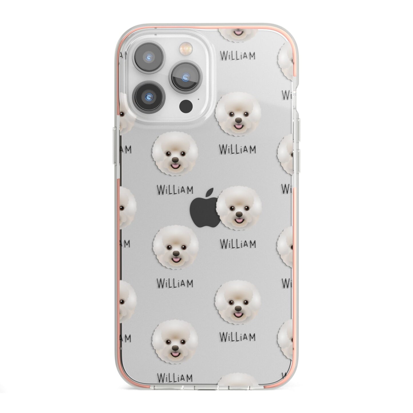 Bichon Frise Icon with Name iPhone 13 Pro Max TPU Impact Case with Pink Edges