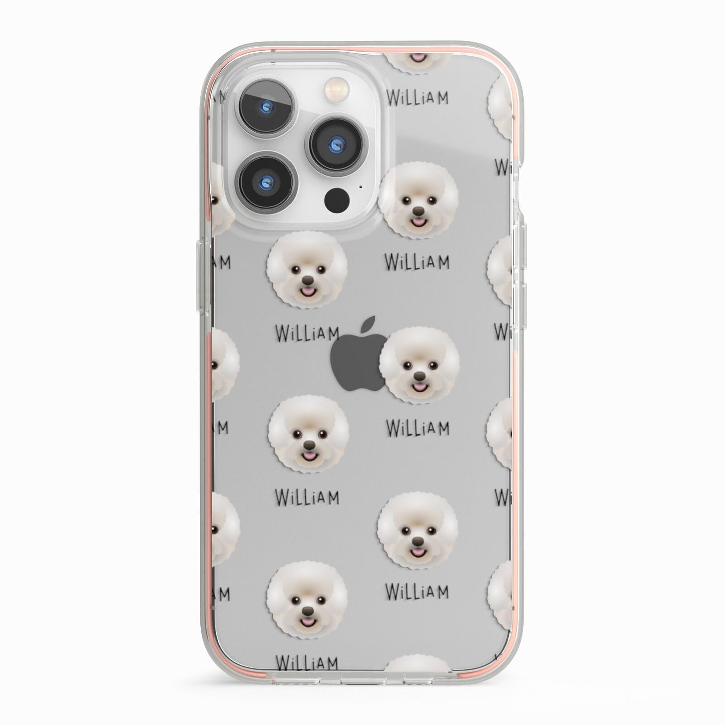 Bichon Frise Icon with Name iPhone 13 Pro TPU Impact Case with Pink Edges