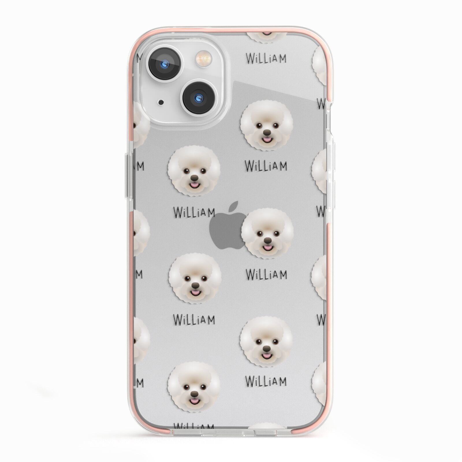 Bichon Frise Icon with Name iPhone 13 TPU Impact Case with Pink Edges