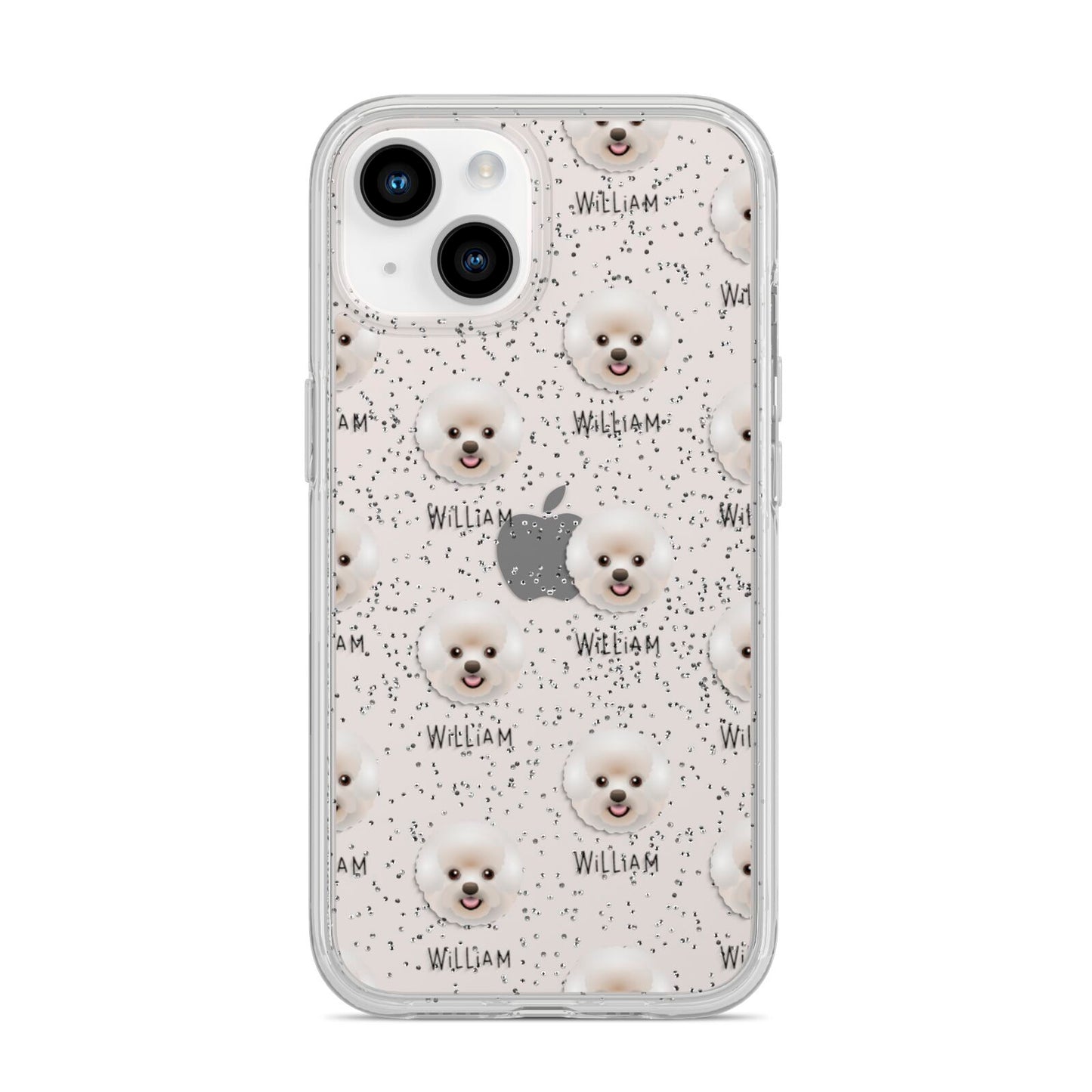 Bichon Frise Icon with Name iPhone 14 Glitter Tough Case Starlight