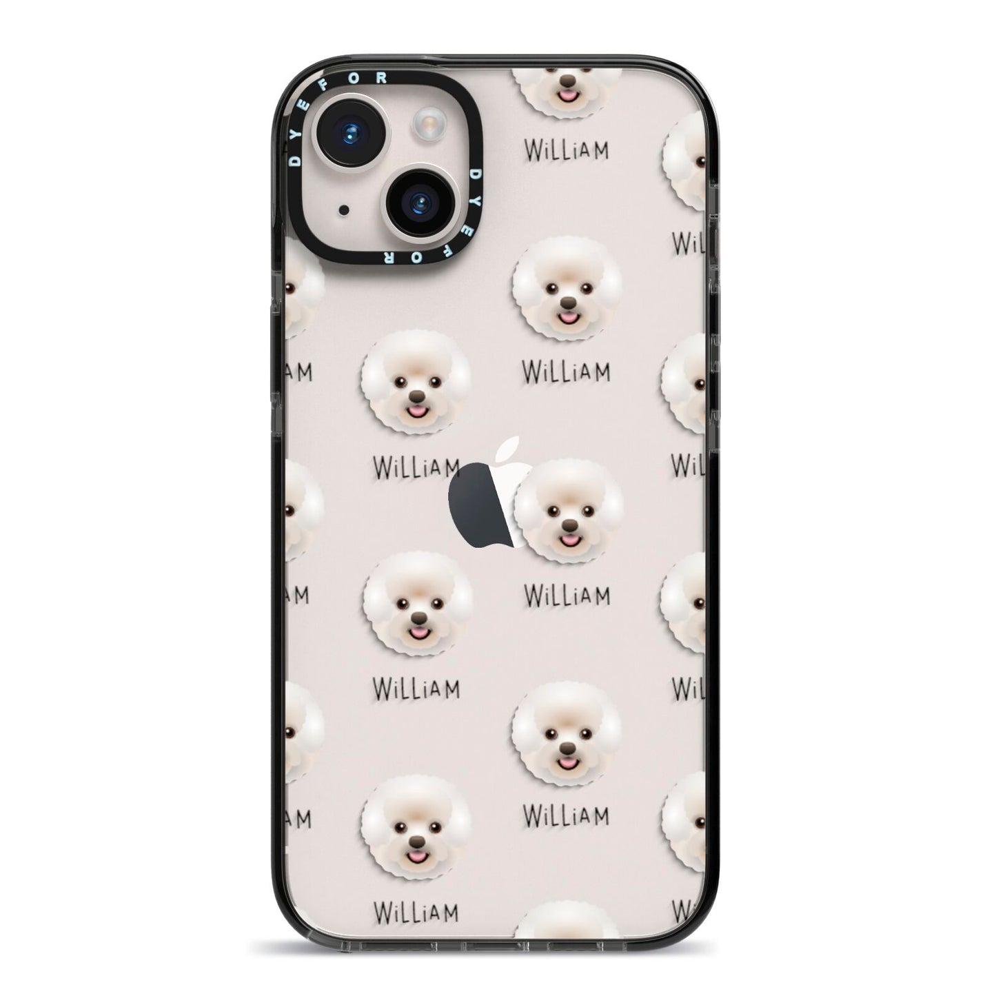 Bichon Frise Icon with Name iPhone 14 Plus Black Impact Case on Silver phone