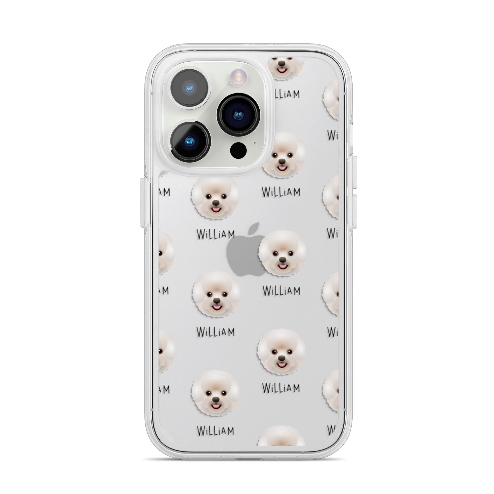 Bichon Frise Icon with Name iPhone 14 Pro Clear Tough Case Silver