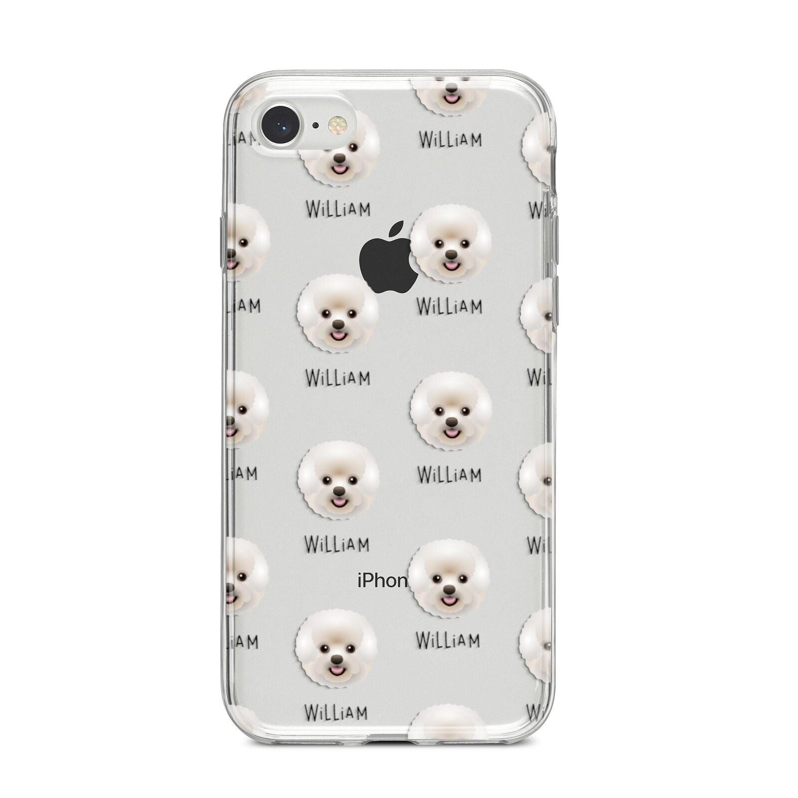 Bichon Frise Icon with Name iPhone 8 Bumper Case on Silver iPhone