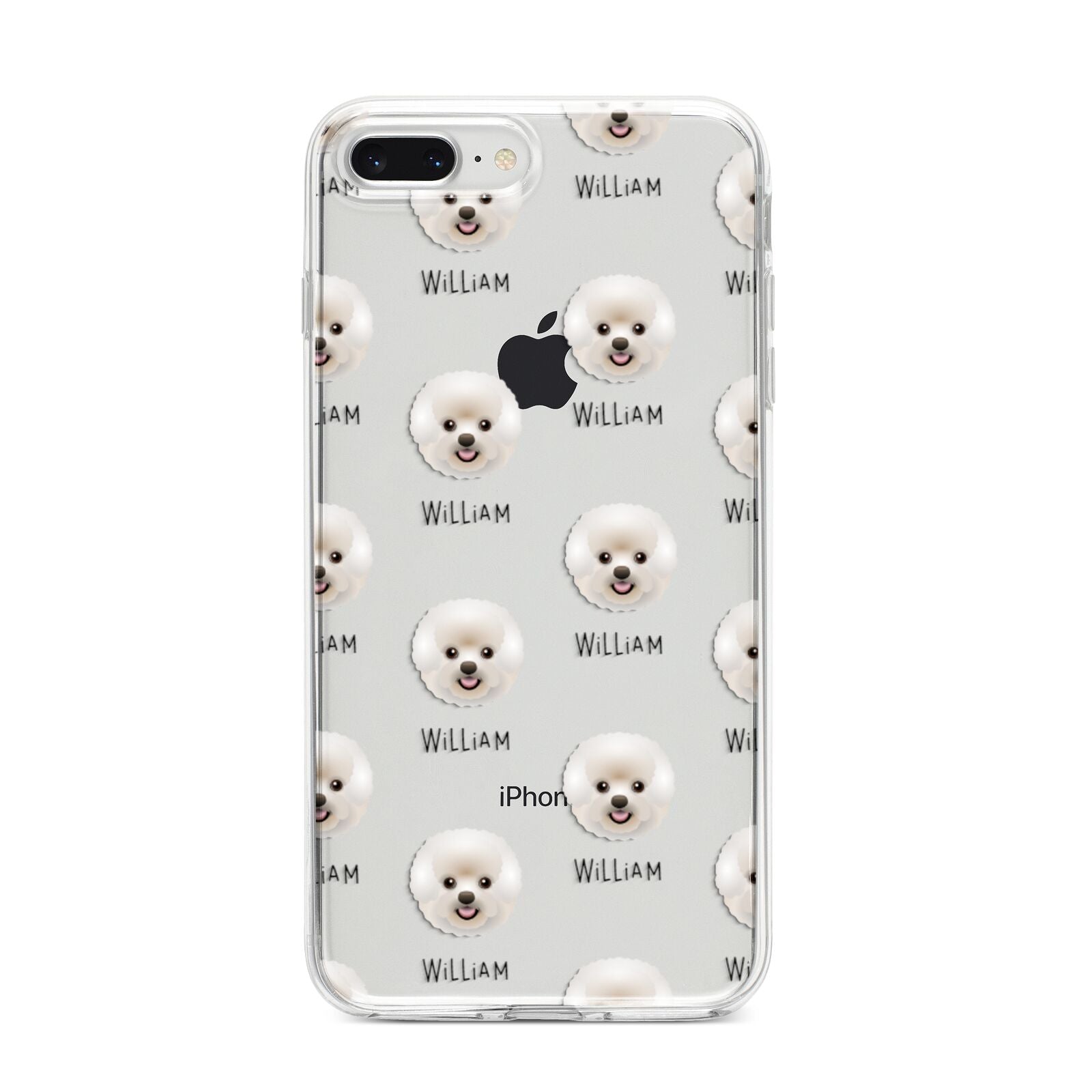 Bichon Frise Icon with Name iPhone 8 Plus Bumper Case on Silver iPhone