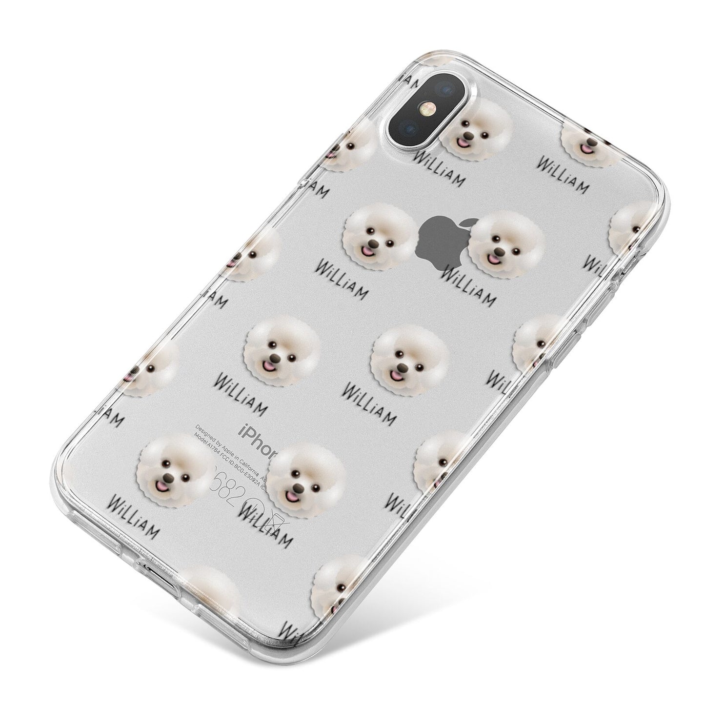 Bichon Frise Icon with Name iPhone X Bumper Case on Silver iPhone