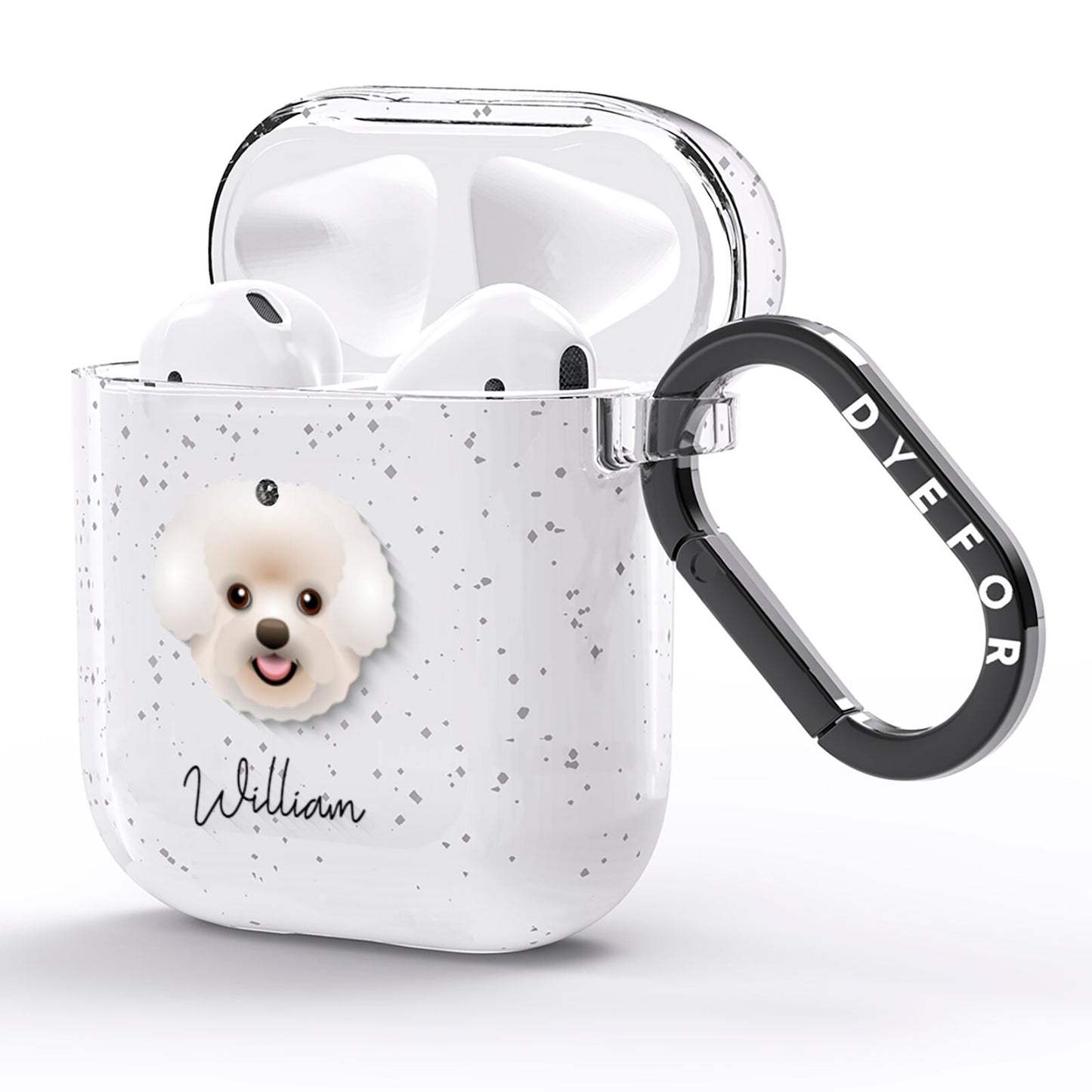 Bichon Frise Personalised AirPods Glitter Case Side Image