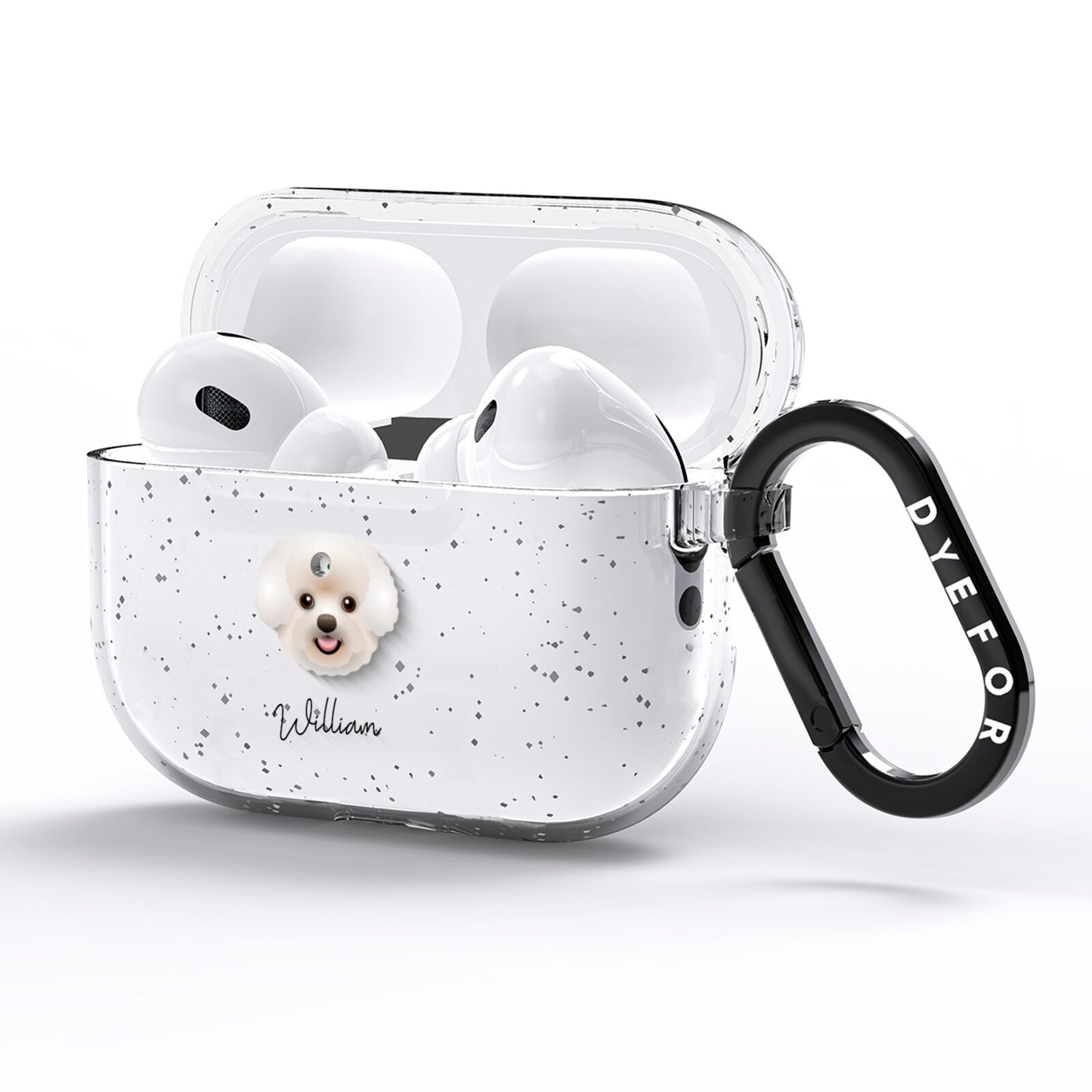 Bichon Frise Personalised AirPods Pro Glitter Case Side Image